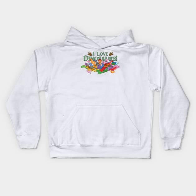 Cute and Colorful Dinosaurs Kids Hoodie by SakuraDragon